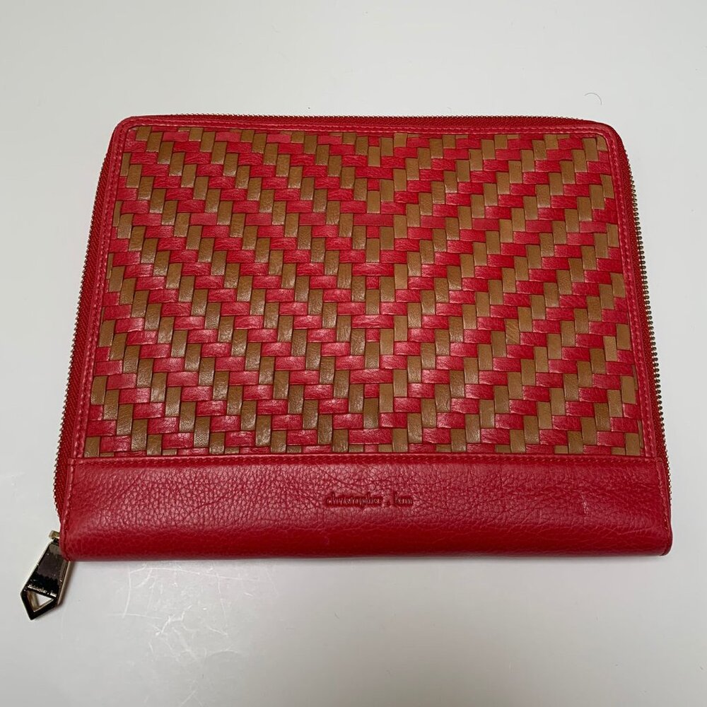 Christopher Kon Woven Leather Zippered Tablet Case